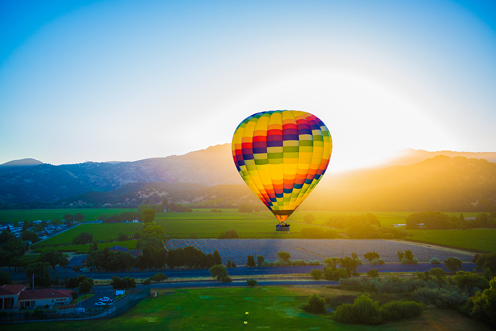Opt for a hot air balloon ride over Napa Valley